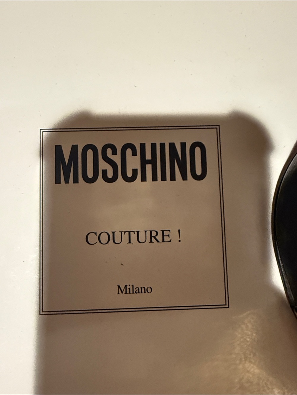 Moschino Black Leather Pointed Toe Mid-Calf Boots with Gold Accents - Picture 2 of 12
